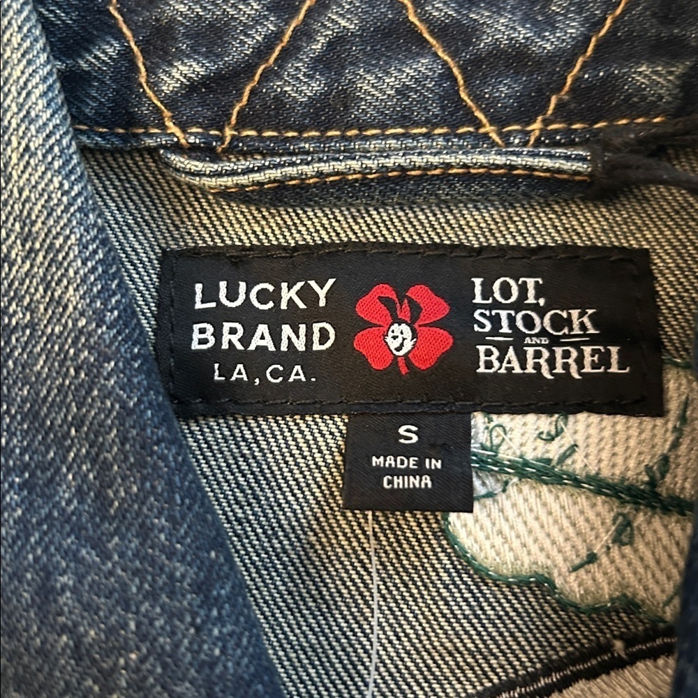 NWT Lucky Brand x Lot Stock & Barrel Denim Jacket Skull Above Below Embroidered - Picture 4 of 11